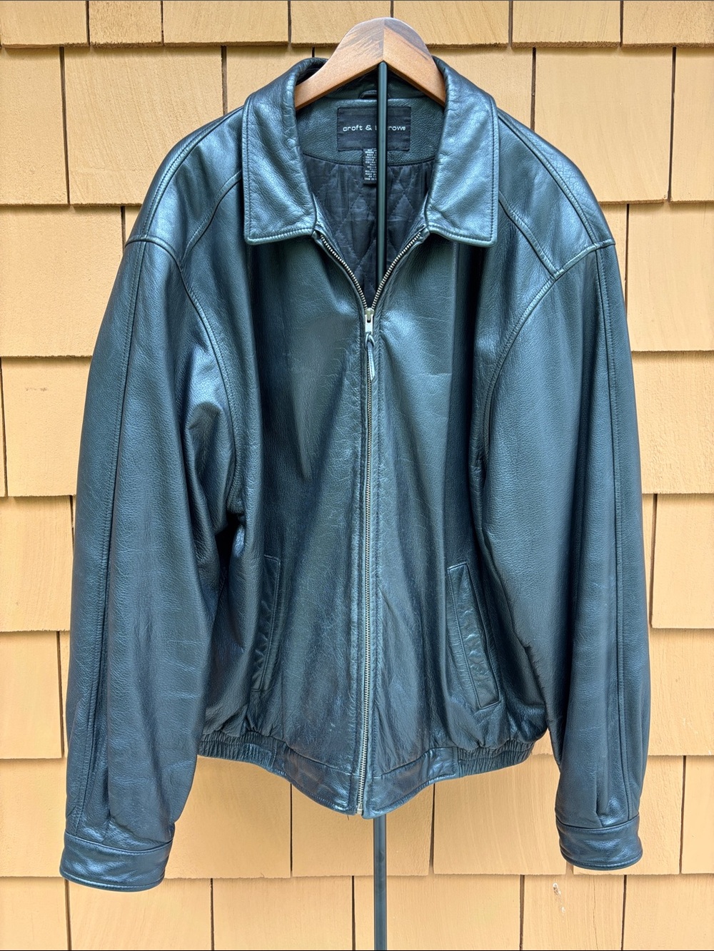 CROFT & BARROW | Vintage 90s Y2K Black Worn-in Leather Bomber Jacket | Size XLT